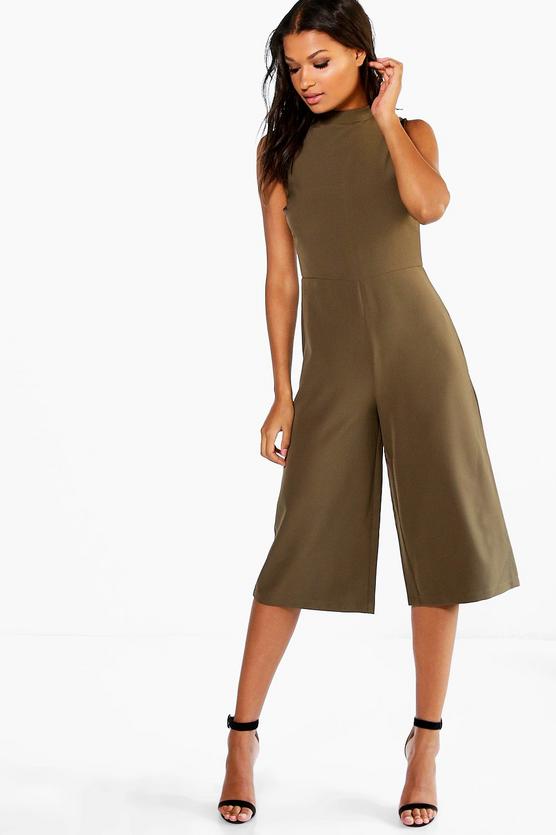 Jenna High Neck Woven Culotte Jumpsuit